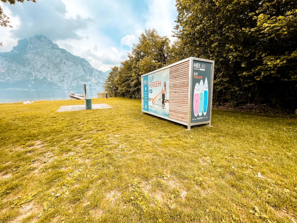 Stand Up Paddle Verleih Automat auf der Bräuwiese Traunkirchen am Traunsee